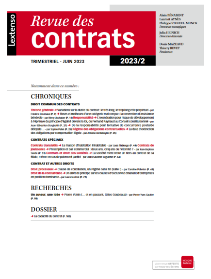 REVUE DES CONTRATS